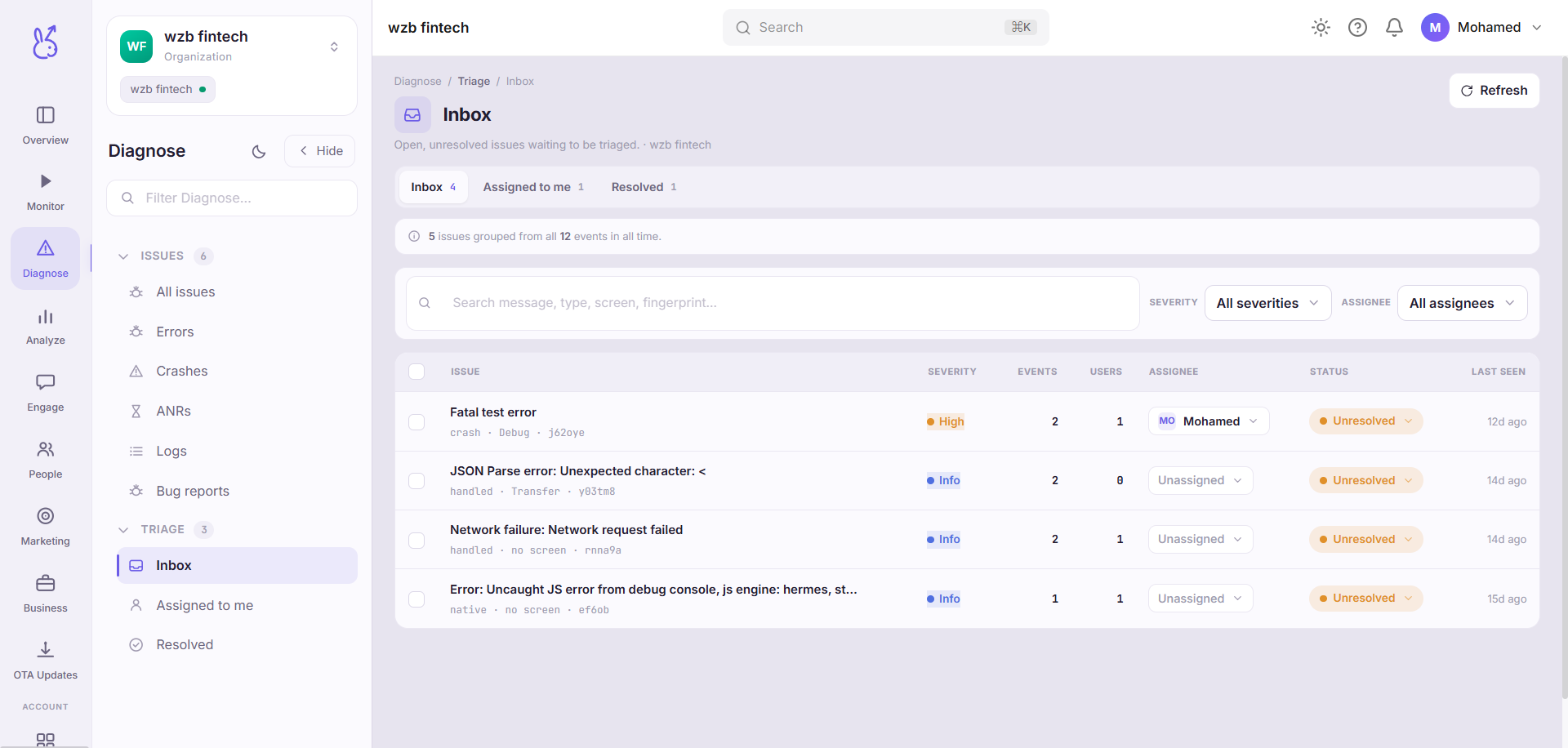 ScaleBun Inbox dashboard