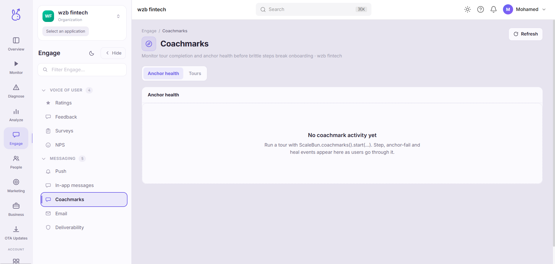 ScaleBun Coachmarks dashboard