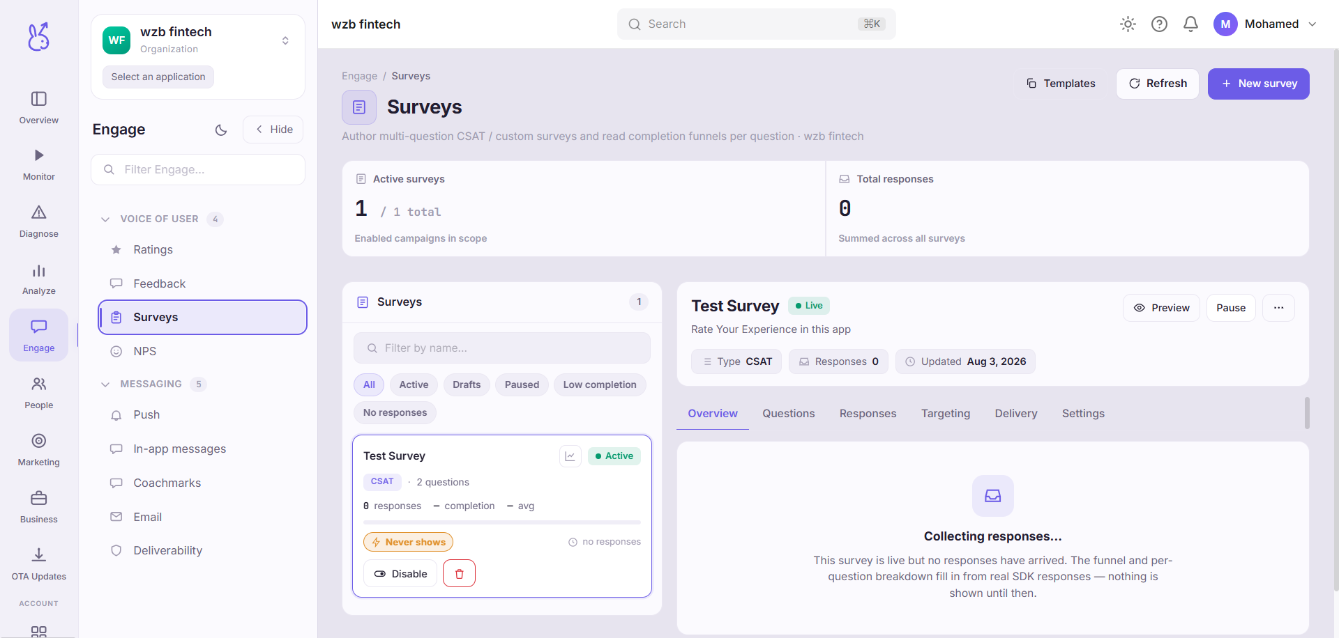 ScaleBun Surveys dashboard
